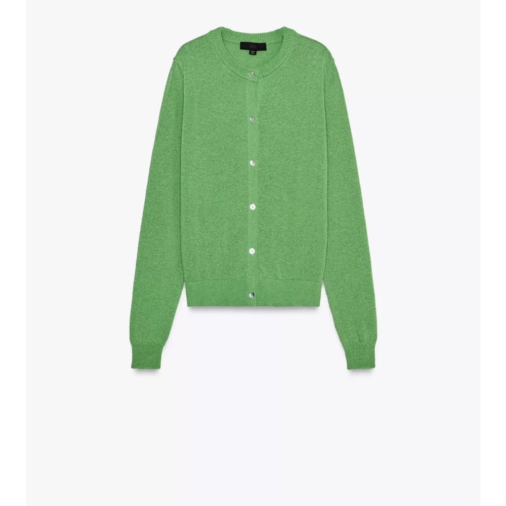 Zara Vibrant Green Women's Knitted Cardigan